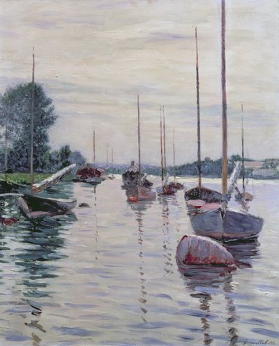 Boats Anchored on the Seine by Gustave Caillebotte